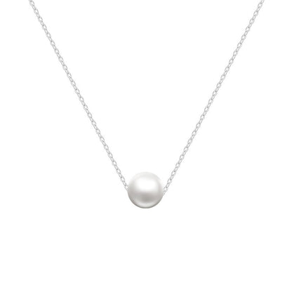 PrinSis Minimalist 925 Sterling Silver Fashion Sweet 9mm Pearl Pendant Necklace For Women Party 925 Necklace Jewelry YQ193