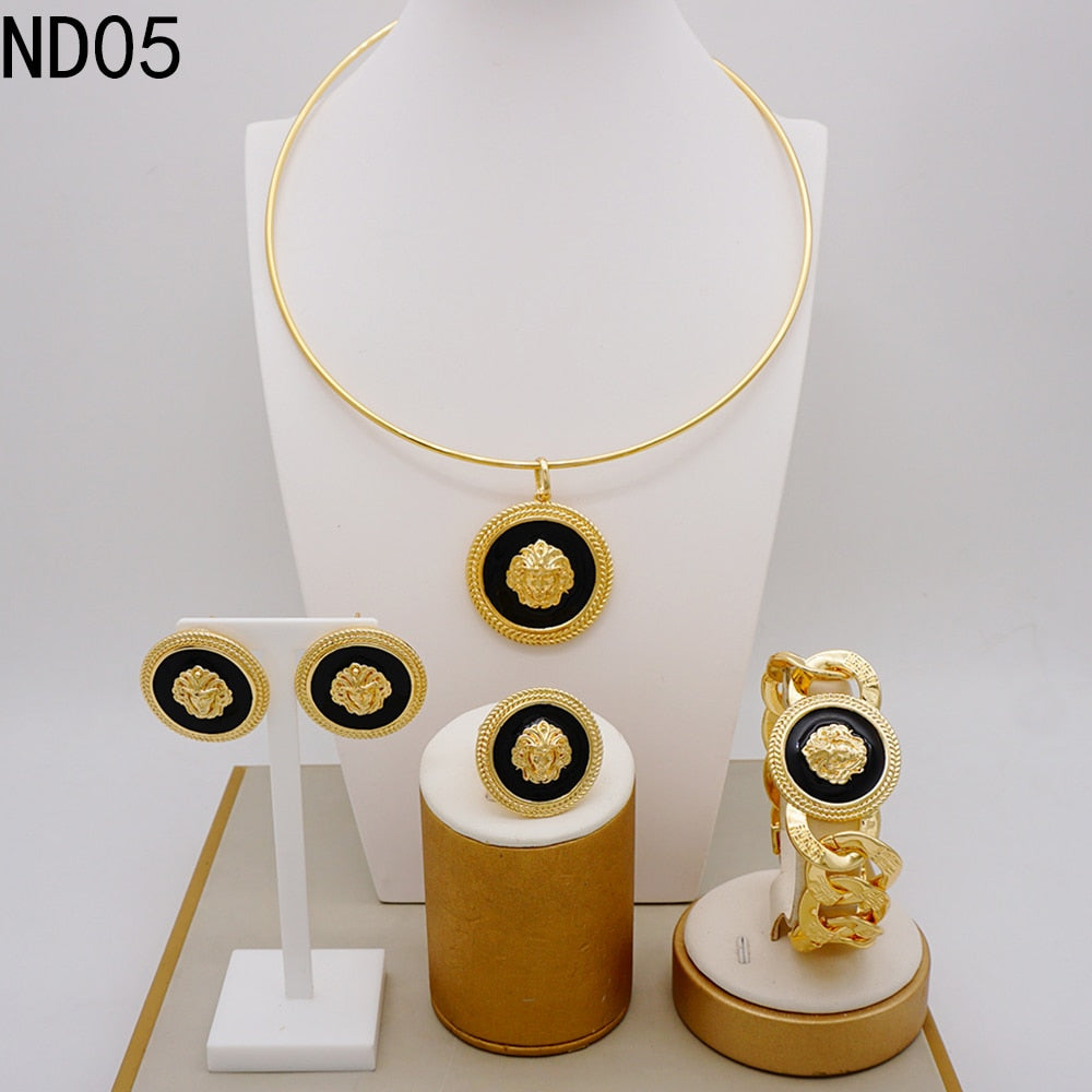 Big Jewelry Fashion High Quality Alloy Drop Oil Lion Head Gold Necklace Collar Bone Sweater Chain