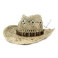 Cowboy hat fashion hollow handmade cowboy straw hat men's summer outdoor travel beach hat unisex solid color western cowboy hat