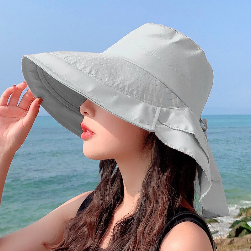 New Women&#39;s Summer Sun Hat With Neck Protector And Sunshade For Outdoor Cycling Trip Big-Brimmed Fisherman&#39;s Hat