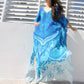 2023 Sexy Cold Shoulder V Neck Bats Sleeve Loose Summer Beach Dress Plus Size Women Beachwear Kaftan Black Dress Q943