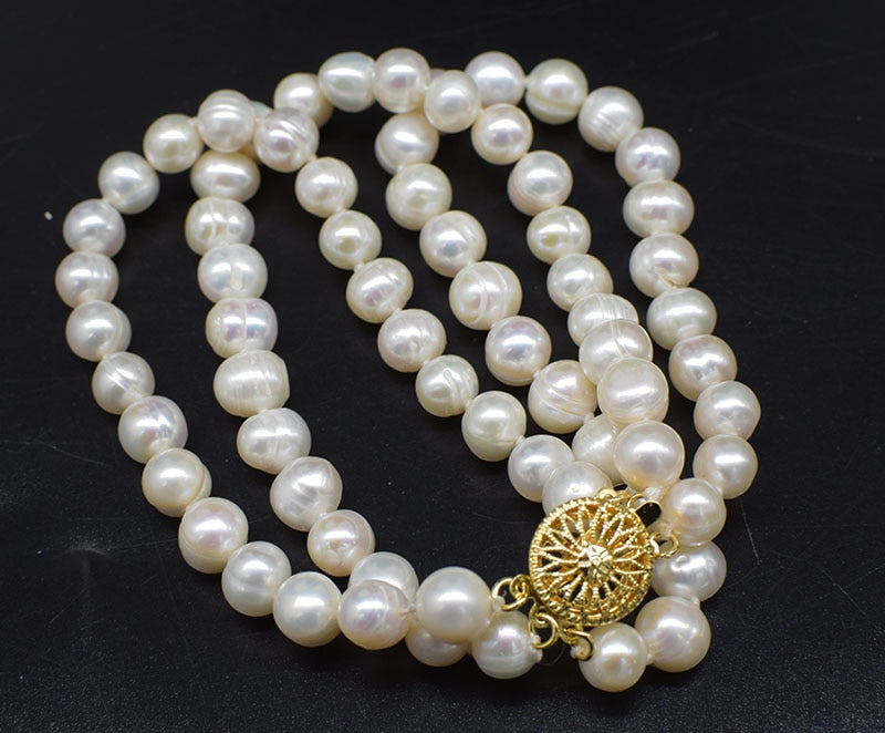 Collier perles de culture diamètre 7/8 mm taille 45 freshwater pearl white near round 7-8mm  necklace 19-21inch nature  wholesale FPPJ