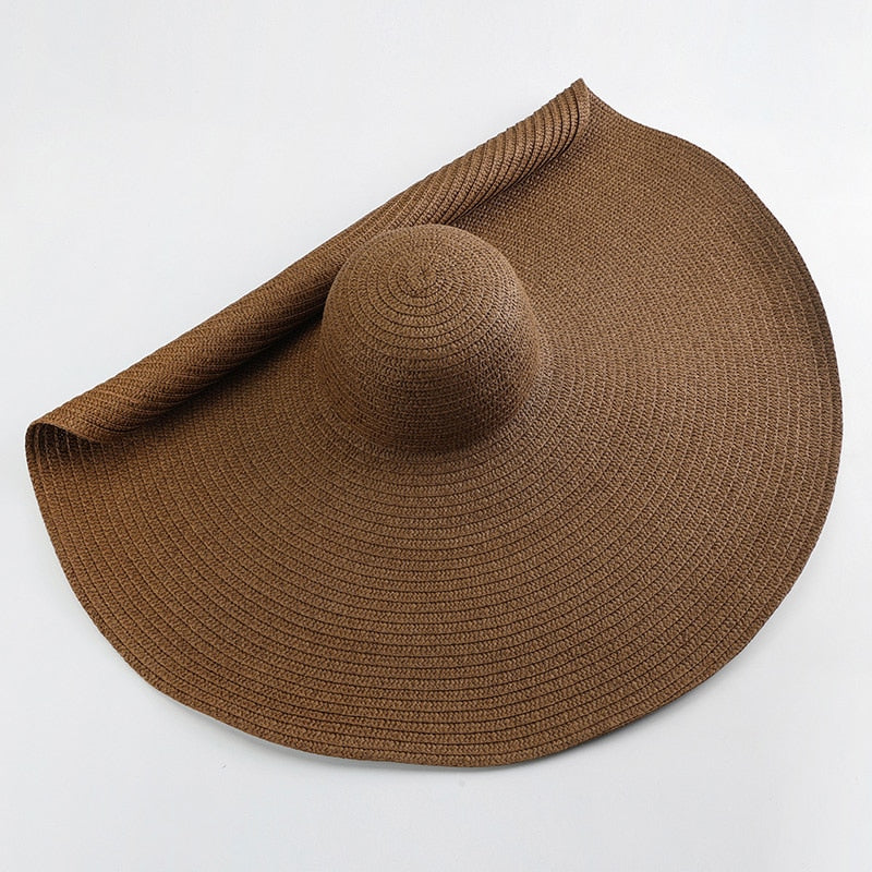 70cm Oversized  Wide Brim Sun Hat Travel  Large UV Protection Beach Straw Hats Women's Summer Floppy Foldable Chapeaux Wholesale