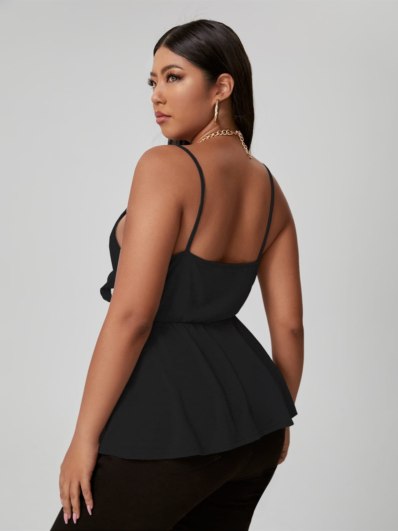 Large Plus Size 4XL Top Women&#39;s Summer 2022 Sexy Curvy Sleeveless Peplum Blouses Fashion Ruffles Solid Ladies T Shirts Camisole