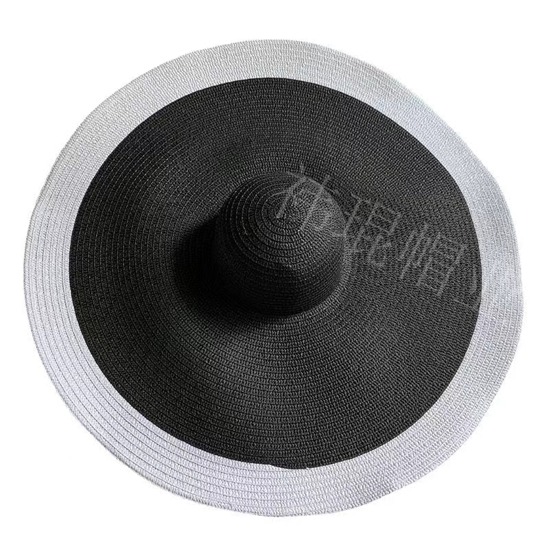 70cm Oversized  Wide Brim Sun Hat Travel  Large UV Protection Beach Straw Hats Women's Summer Floppy Foldable Chapeaux Wholesale