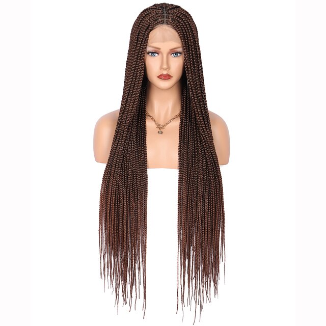 Synthetic Lace Front  Box Braided Wigs  30inch Black Cornrow Twisted Fully Handmade Lightweight For balck women Daily