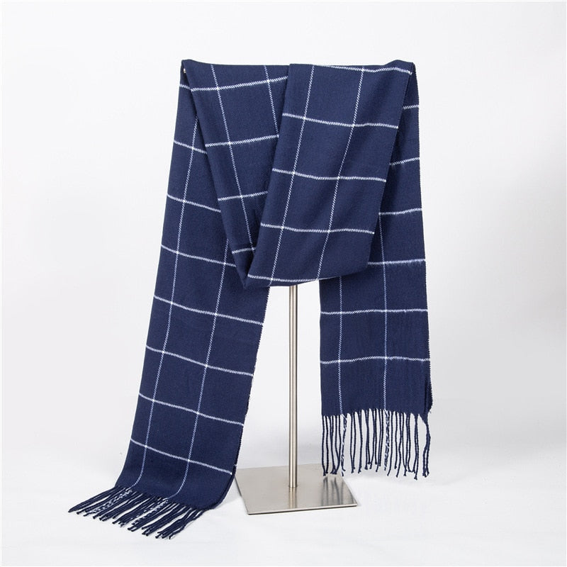 Luxury Brand Men&#39;s Winter Plaid Scarf Warm Women Cashmere Shawls Scarves Casual Tassel Scarfs Man Business Scarf Pashmina