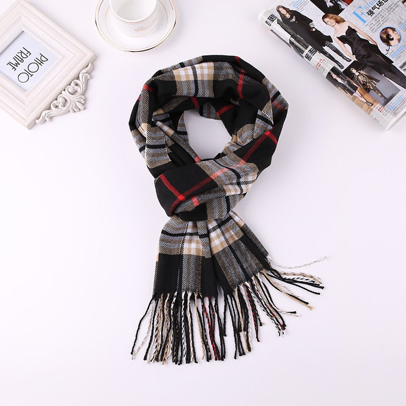 Luxury Brand Men&#39;s Winter Plaid Scarf Warm Women Cashmere Shawls Scarves Casual Tassel Scarfs Man Business Scarf Pashmina