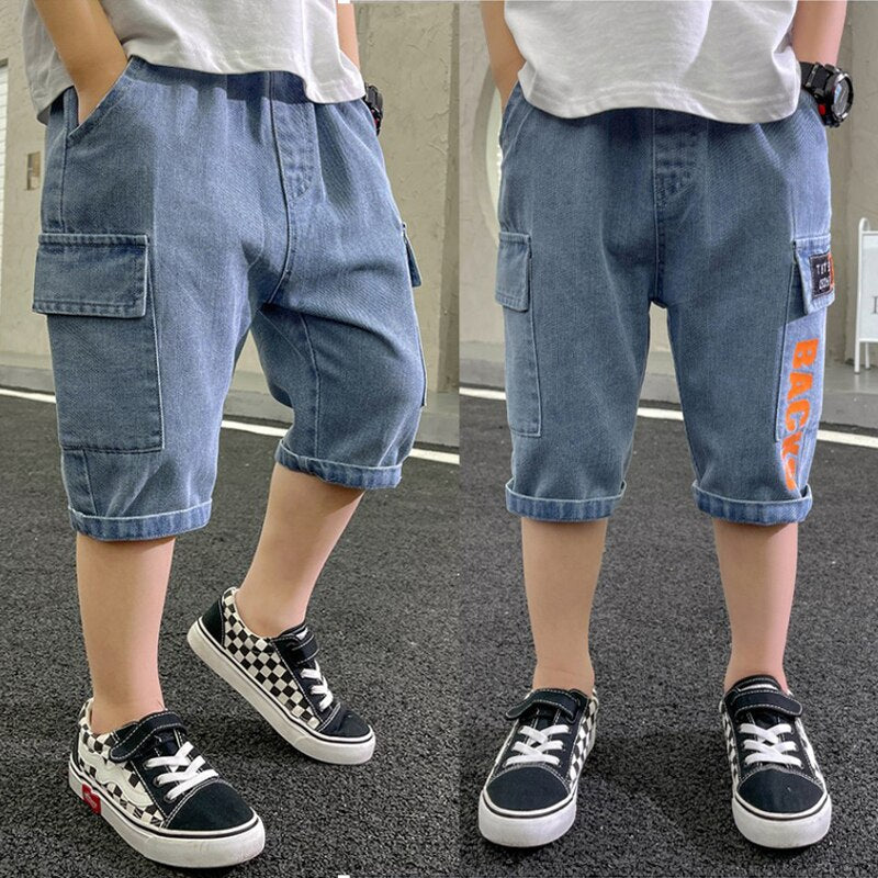 IENENS Shorts Denim Thin Short Trousers Children Short Jeans Kids Baby Stretch Boardshorts Boy Summer Shorts Staright Jeans