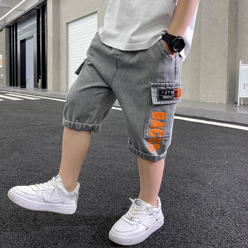 IENENS Shorts Denim Thin Short Trousers Children Short Jeans Kids Baby Stretch Boardshorts Boy Summer Shorts Staright Jeans