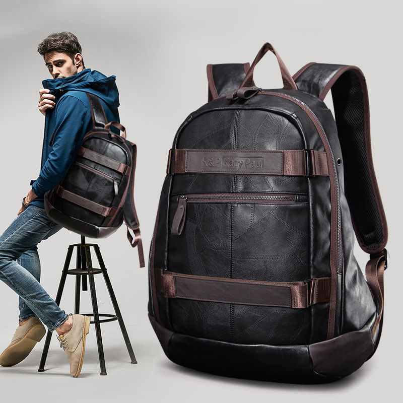 Men's Leather Backpack Male Travel Back Pack Boys Bagpack Youth School Bags for Teenage Girls Schoolbag Satchel Sac a Dos Femme