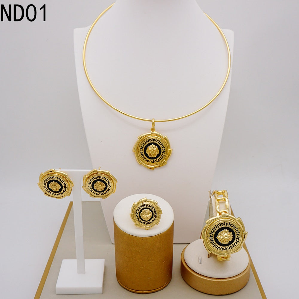 Big Jewelry Fashion High Quality Alloy Drop Oil Lion Head Gold Necklace Collar Bone Sweater Chain