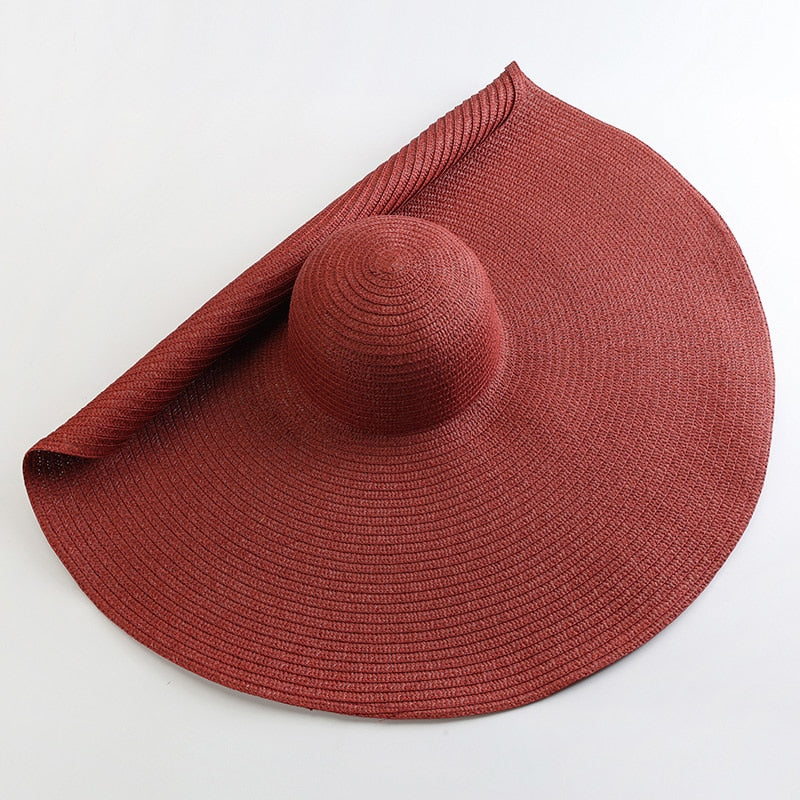 70cm Oversized  Wide Brim Sun Hat Travel  Large UV Protection Beach Straw Hats Women's Summer Floppy Foldable Chapeaux Wholesale