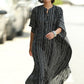2023 Sexy Cold Shoulder V Neck Bats Sleeve Loose Summer Beach Dress Plus Size Women Beachwear Kaftan Black Dress Q943
