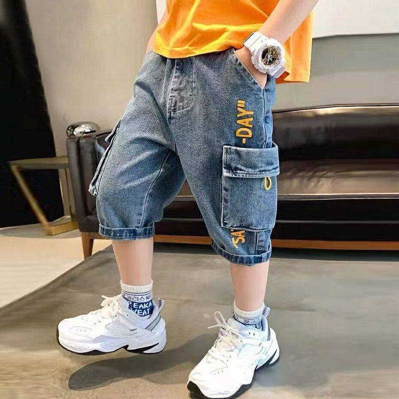 IENENS Shorts Denim Thin Short Trousers Children Short Jeans Kids Baby Stretch Boardshorts Boy Summer Shorts Staright Jeans