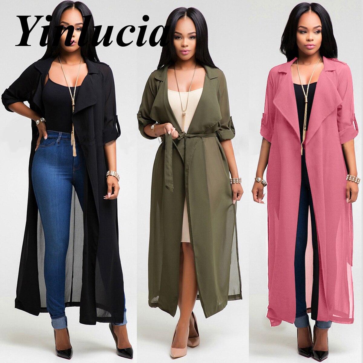 Tops Hoilday Beach Chiffon Blouses Long Cardigan Thin Loose Sunscreen Drape Jacket Solid Color Soft Comfortable Shawl Coat