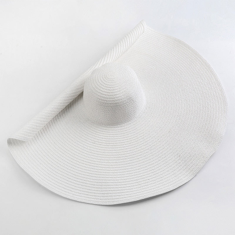 70cm Oversized  Wide Brim Sun Hat Travel  Large UV Protection Beach Straw Hats Women's Summer Floppy Foldable Chapeaux Wholesale