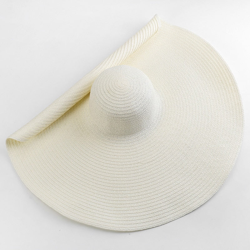 70cm Oversized  Wide Brim Sun Hat Travel  Large UV Protection Beach Straw Hats Women's Summer Floppy Foldable Chapeaux Wholesale