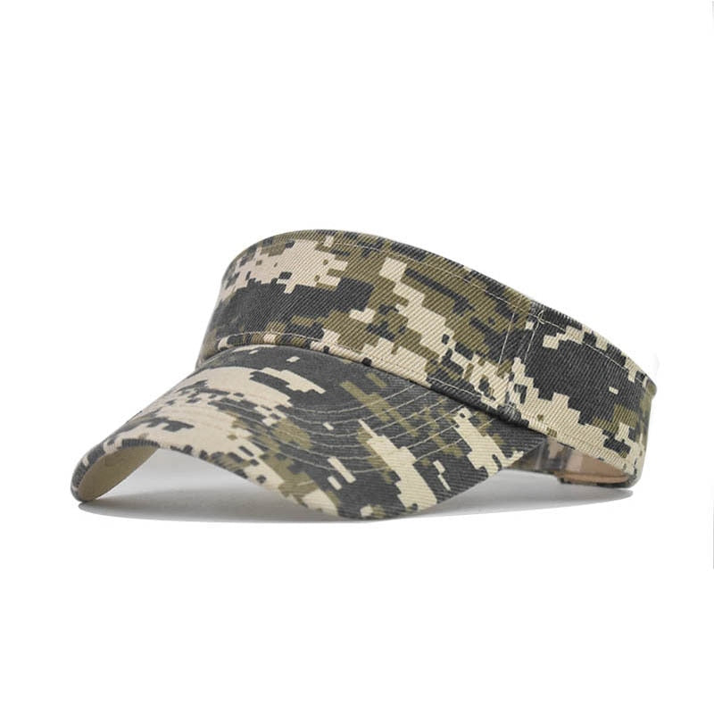 Men&#39;s Camouflage Summer Sun Hats Tactical Army Empty Top Visor Cap Women Adjustable Outdoor Sports Cycling Tennis Cap Beach Hat