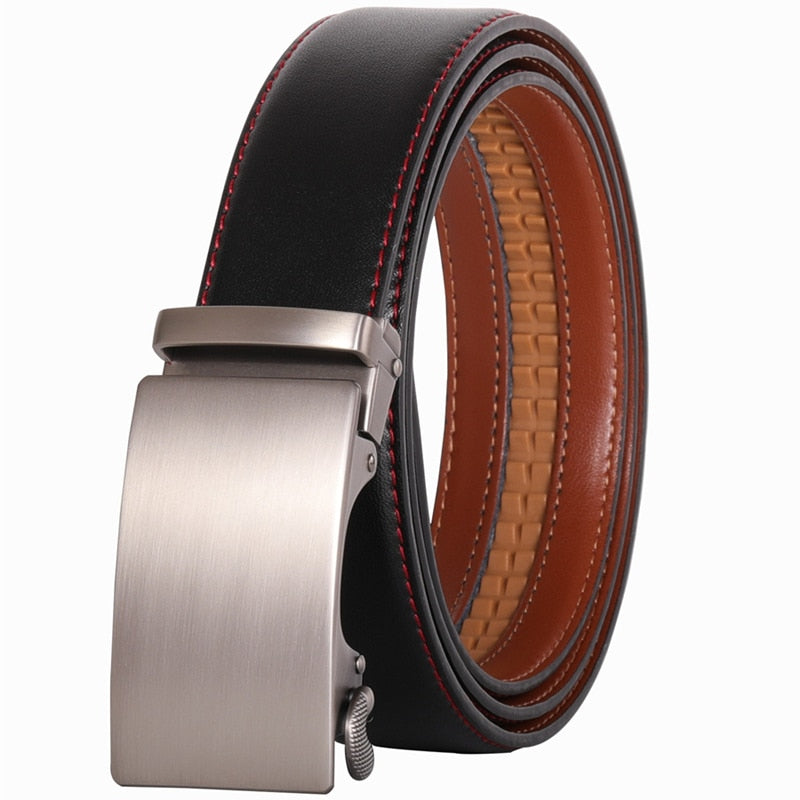 Plyesxale Brown Leather Belt Men 2022 Automatic Buckle Mens Belt For Jeans Vintage Style Mens Belts Luxury Ceinture Homme B9