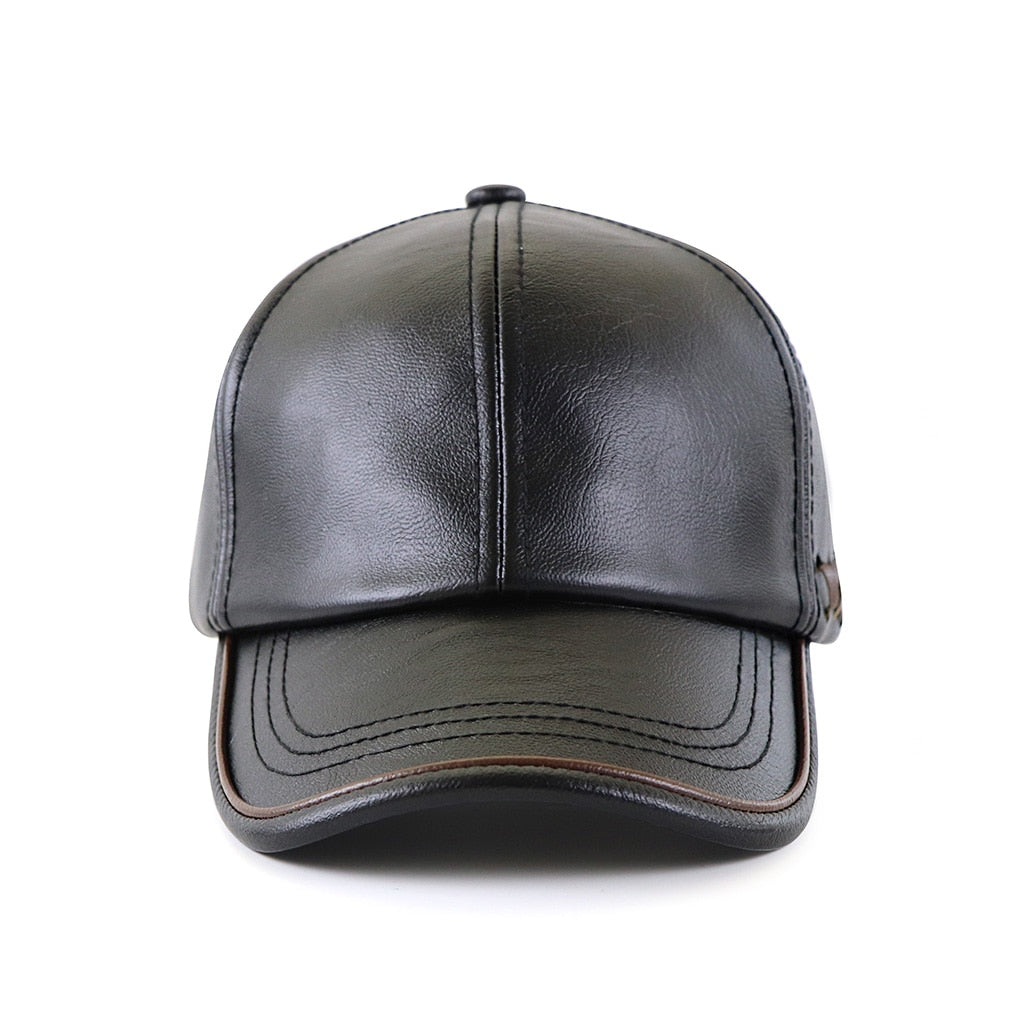 [TOHUIYAN] Top Level Winter Cap Faux Leather Baseball Caps Men Dad Hat Casquette Gorras Para Hombre Adjustable Warm Hats For Man