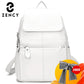 Zency White Soft Leather Women Backpack A+ High Quality Daily Large Capacity Knapsack Travel Bag Casual Lady Beige Stylish Black