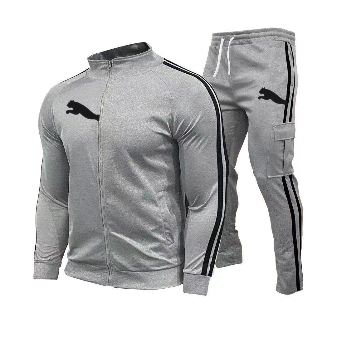 2022 New Set Men zipper Quality Sweatshirt + Pants Male Tracksuit Sporting Sweat Suits Mens Sportswear Sets Autumn Joggers Suits