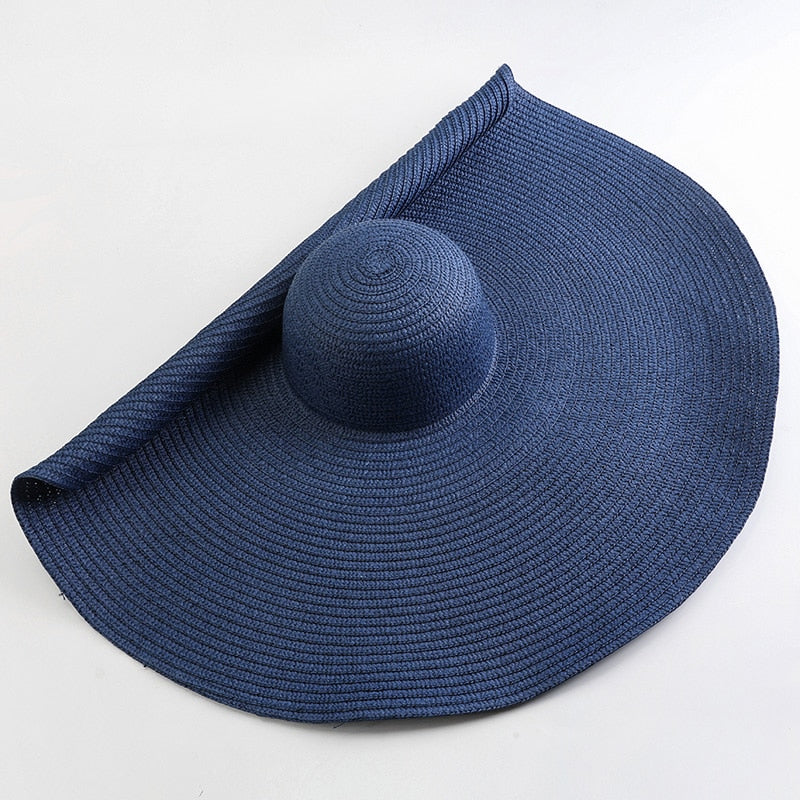 70cm Oversized  Wide Brim Sun Hat Travel  Large UV Protection Beach Straw Hats Women's Summer Floppy Foldable Chapeaux Wholesale