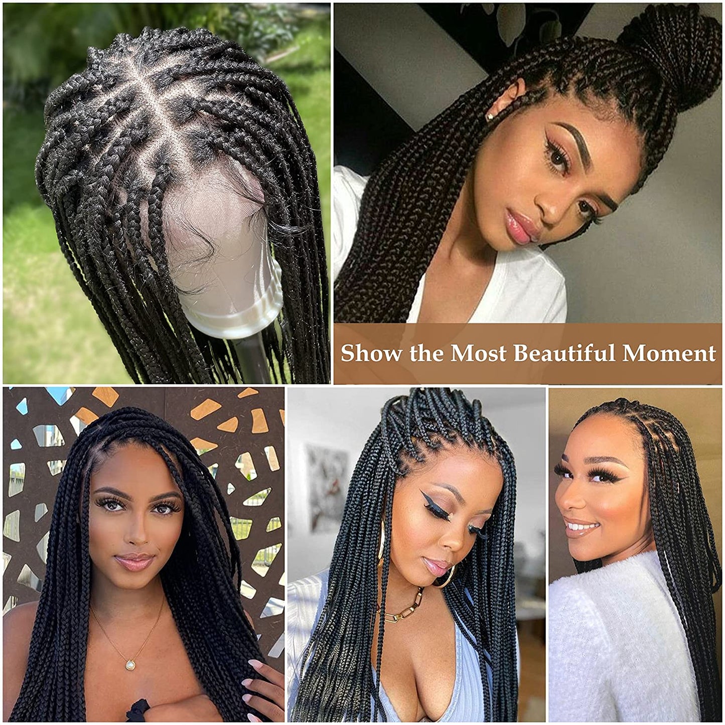 Synthetic Lace Front  Box Braided Wigs  30inch Black Cornrow Twisted Fully Handmade Lightweight For balck women Daily