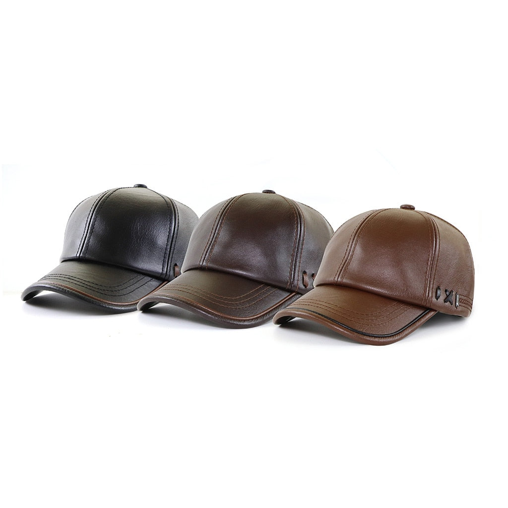 [TOHUIYAN] Top Level Winter Cap Faux Leather Baseball Caps Men Dad Hat Casquette Gorras Para Hombre Adjustable Warm Hats For Man