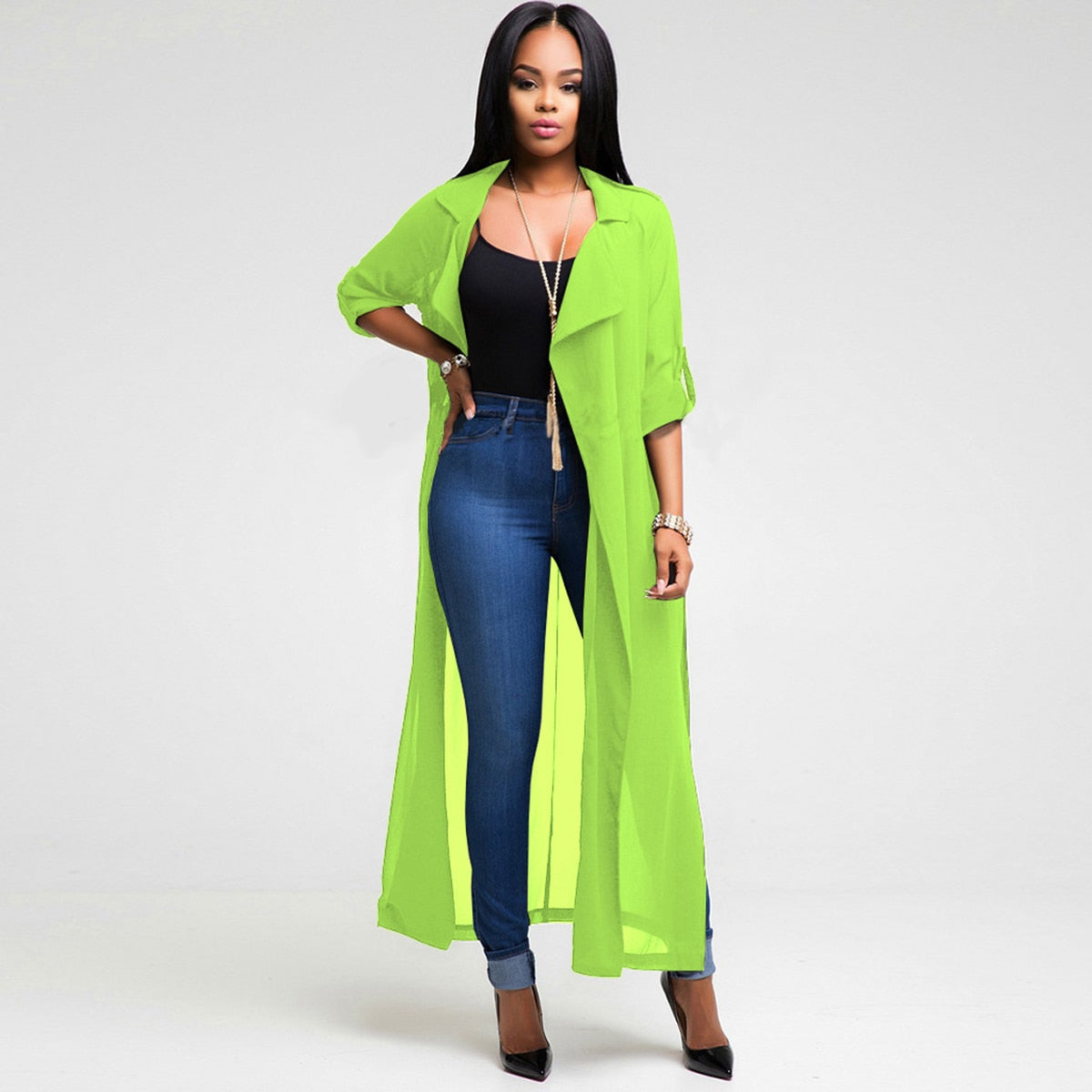 Tops Hoilday Beach Chiffon Blouses Long Cardigan Thin Loose Sunscreen Drape Jacket Solid Color Soft Comfortable Shawl Coat