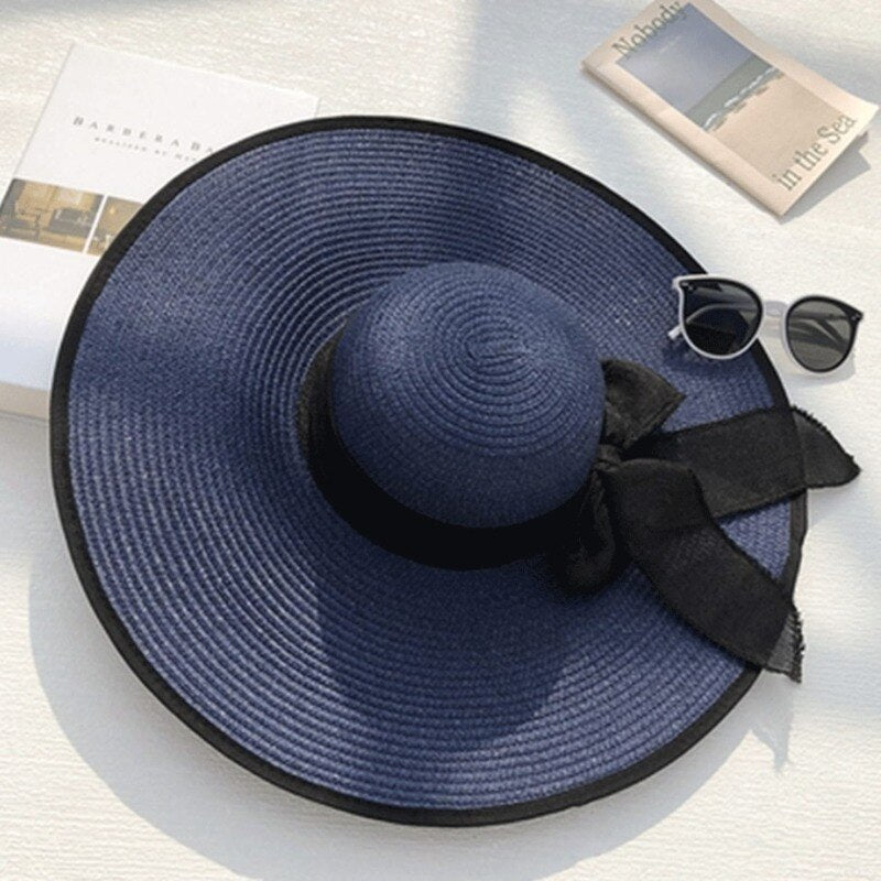 Women Summer Beach Travel Straw Hat Korean Seaside Big Hat Brim Sunblock Sunshade Holiday Foldable Fashion Big Cool Hat