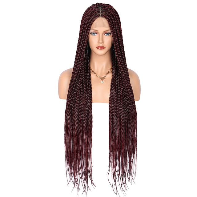 Synthetic Lace Front  Box Braided Wigs  30inch Black Cornrow Twisted Fully Handmade Lightweight For balck women Daily