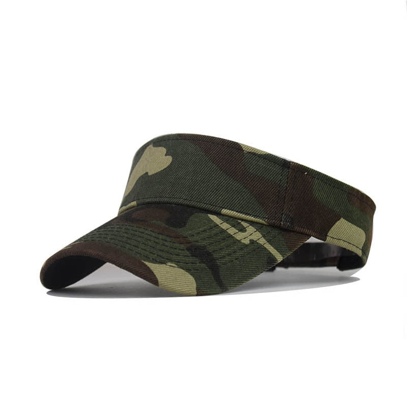 Men&#39;s Camouflage Summer Sun Hats Tactical Army Empty Top Visor Cap Women Adjustable Outdoor Sports Cycling Tennis Cap Beach Hat