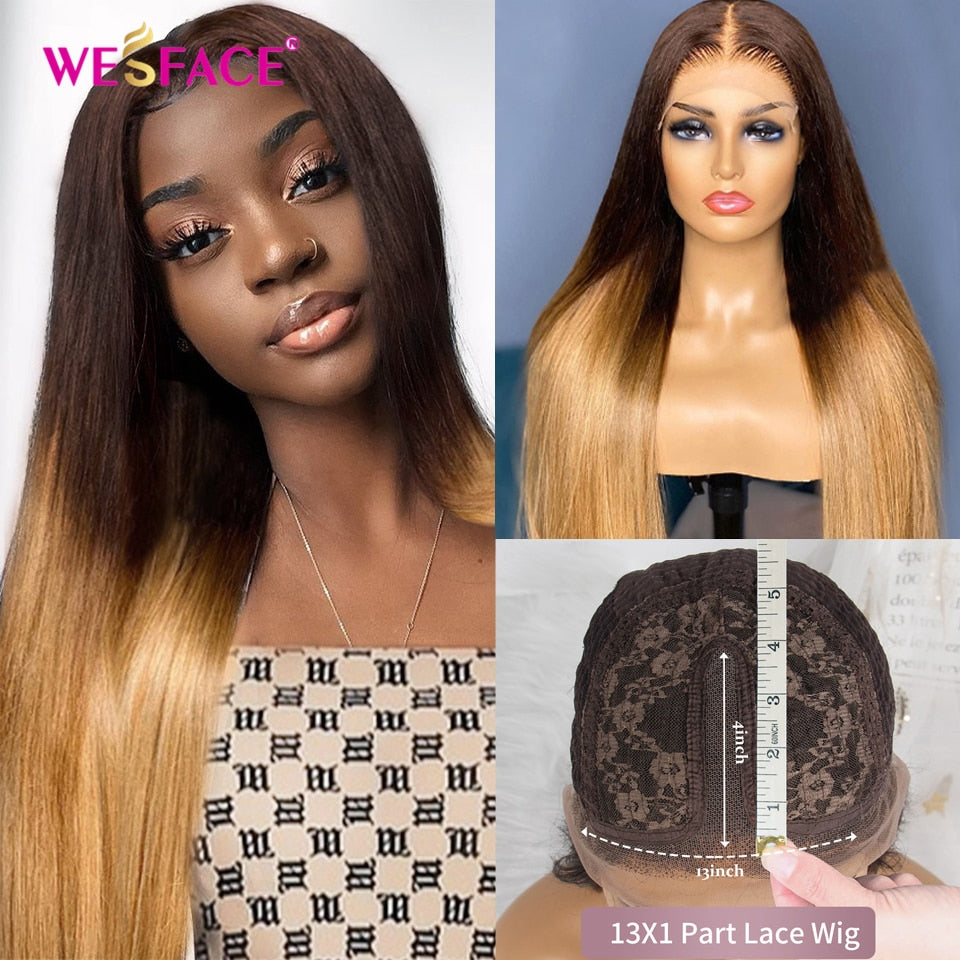 Long Straight Wigs Ombre Brown Blonde Human Hair 13×4 Lace Front Wigs For Black Women Brazilian Human Hair Wigs Remy Hair Wigs