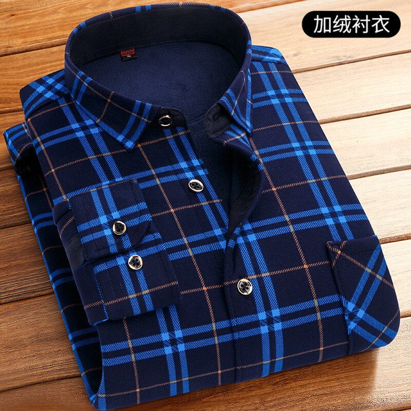 2023 Autumn new style Men&#39;s Fashion Casual Plaid Long Sleeve Shirts winter Men&#39;s Fleece and Thick Warm High Quality Shirt M-5XL