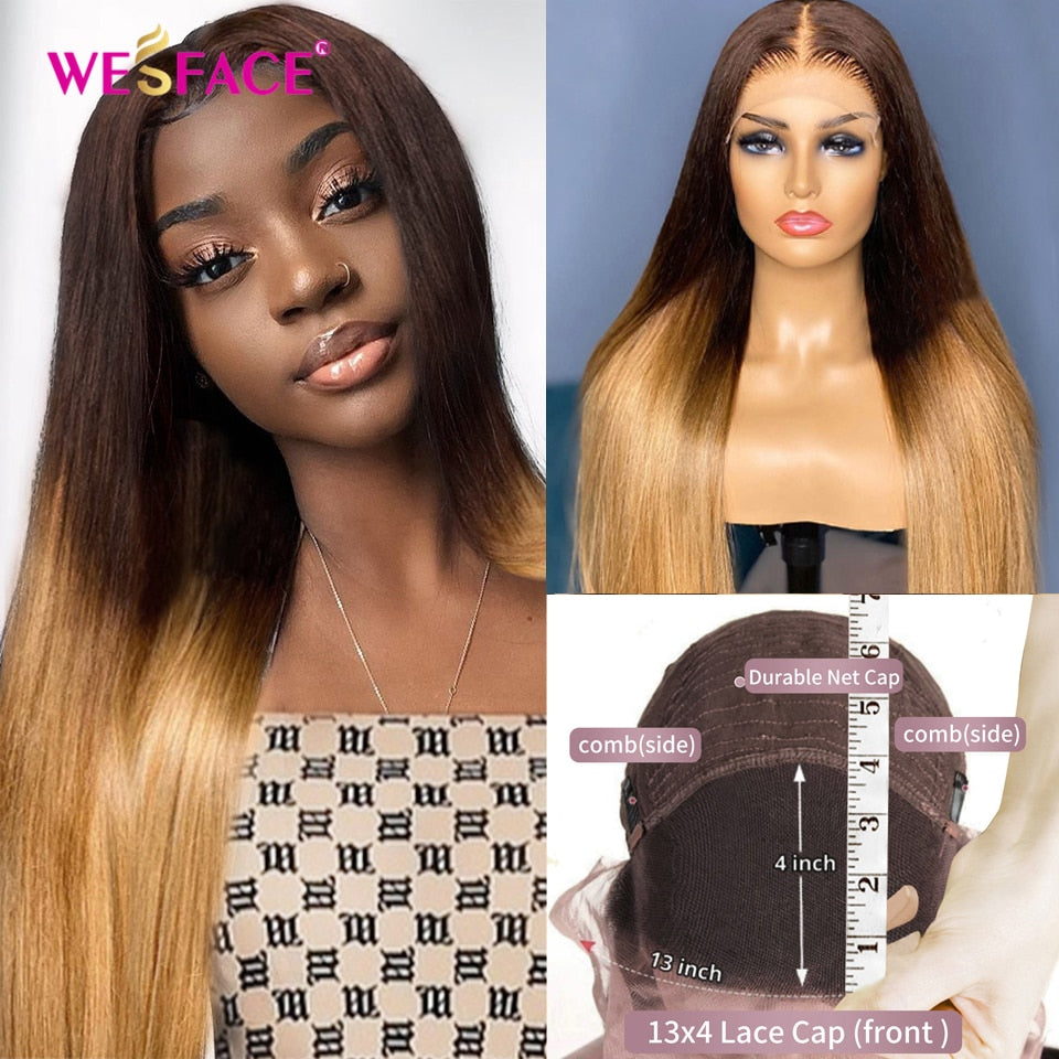 Long Straight Wigs Ombre Brown Blonde Human Hair 13×4 Lace Front Wigs For Black Women Brazilian Human Hair Wigs Remy Hair Wigs