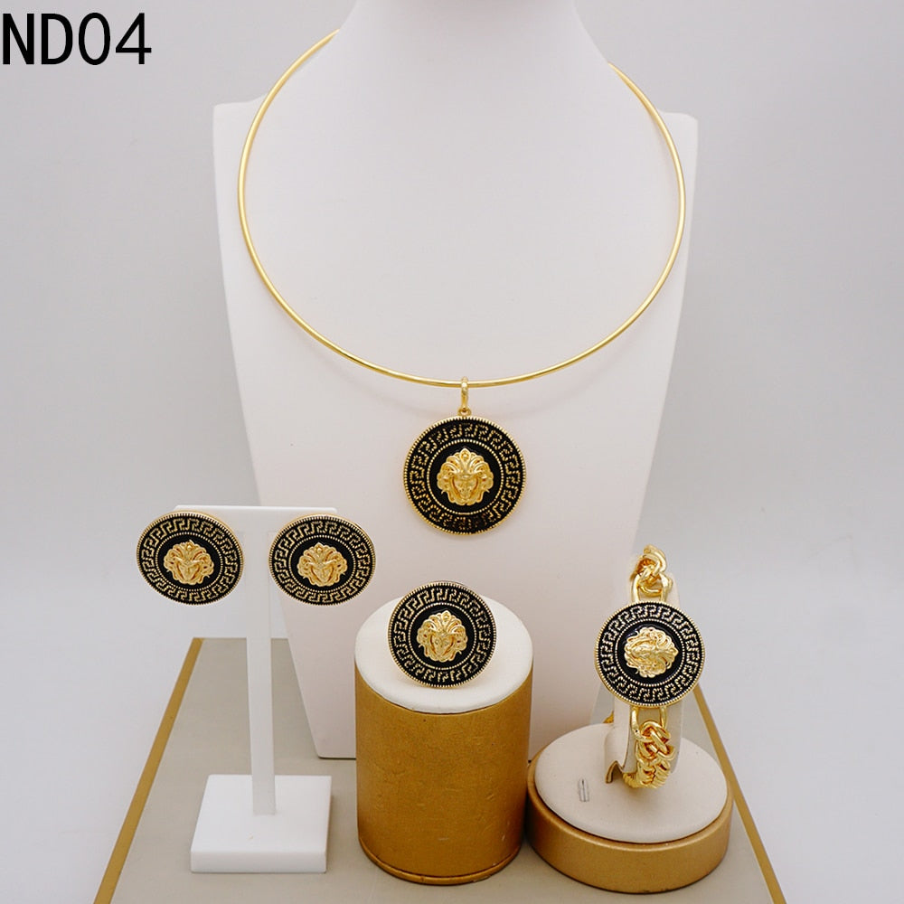 Big Jewelry Fashion High Quality Alloy Drop Oil Lion Head Gold Necklace Collar Bone Sweater Chain