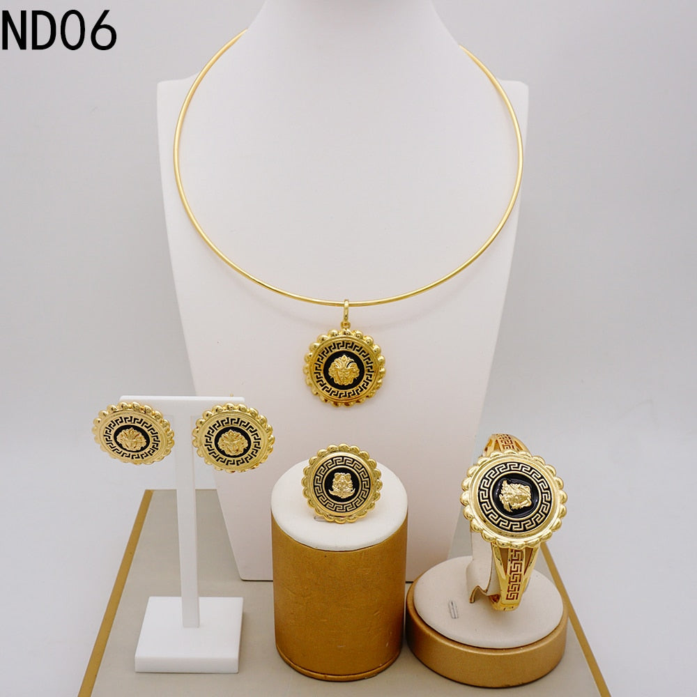 Big Jewelry Fashion High Quality Alloy Drop Oil Lion Head Gold Necklace Collar Bone Sweater Chain