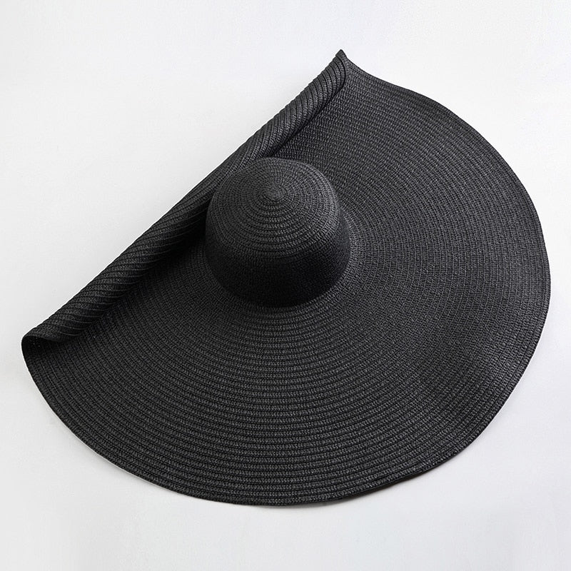 70cm Oversized  Wide Brim Sun Hat Travel  Large UV Protection Beach Straw Hats Women's Summer Floppy Foldable Chapeaux Wholesale