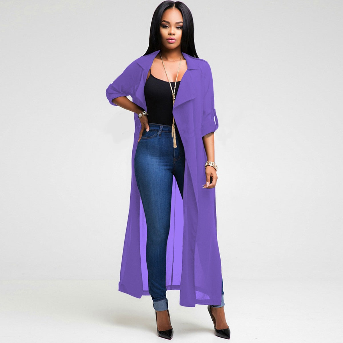 Tops Hoilday Beach Chiffon Blouses Long Cardigan Thin Loose Sunscreen Drape Jacket Solid Color Soft Comfortable Shawl Coat