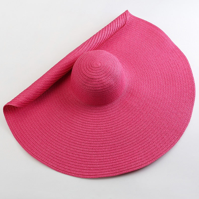 70cm Oversized  Wide Brim Sun Hat Travel  Large UV Protection Beach Straw Hats Women's Summer Floppy Foldable Chapeaux Wholesale