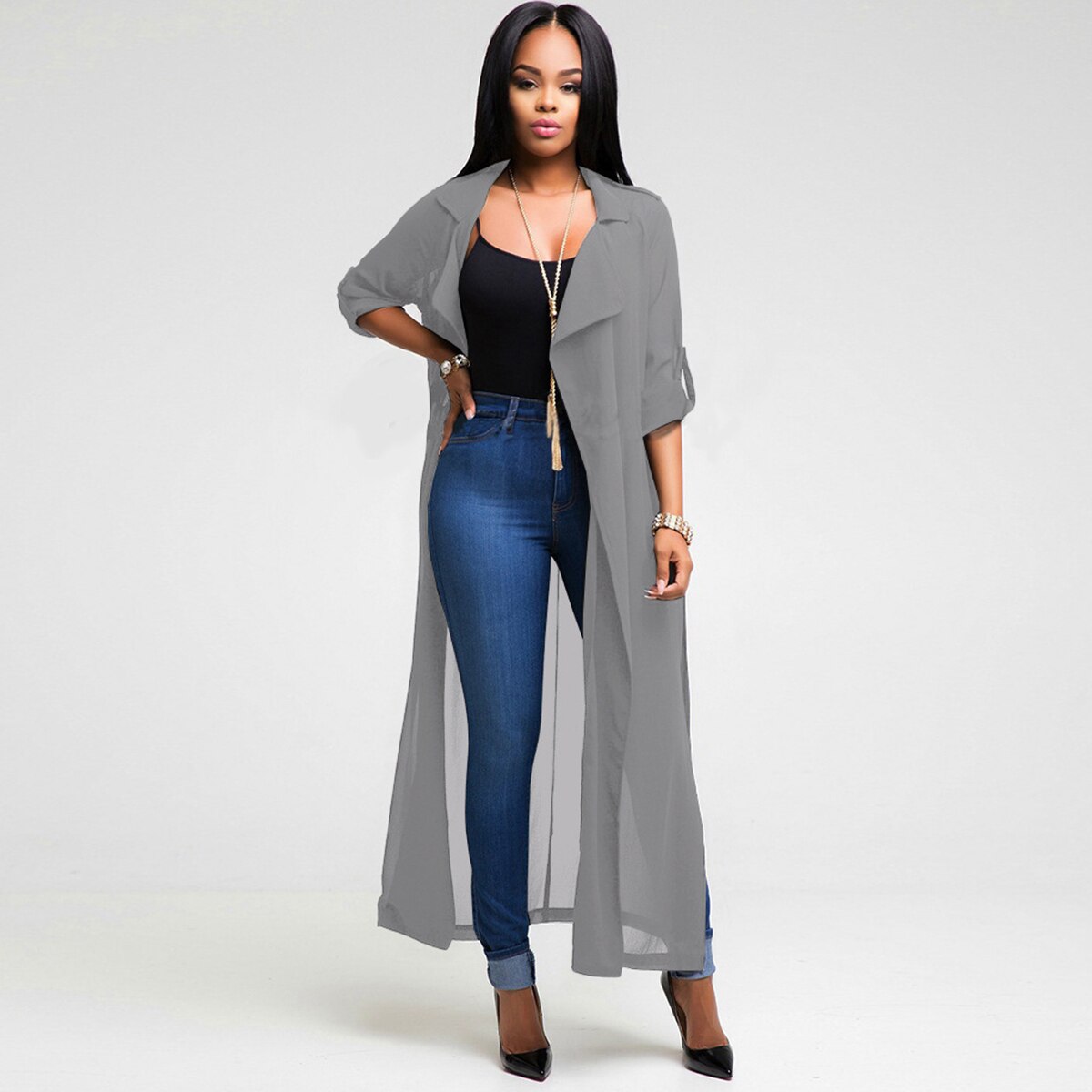 Tops Hoilday Beach Chiffon Blouses Long Cardigan Thin Loose Sunscreen Drape Jacket Solid Color Soft Comfortable Shawl Coat