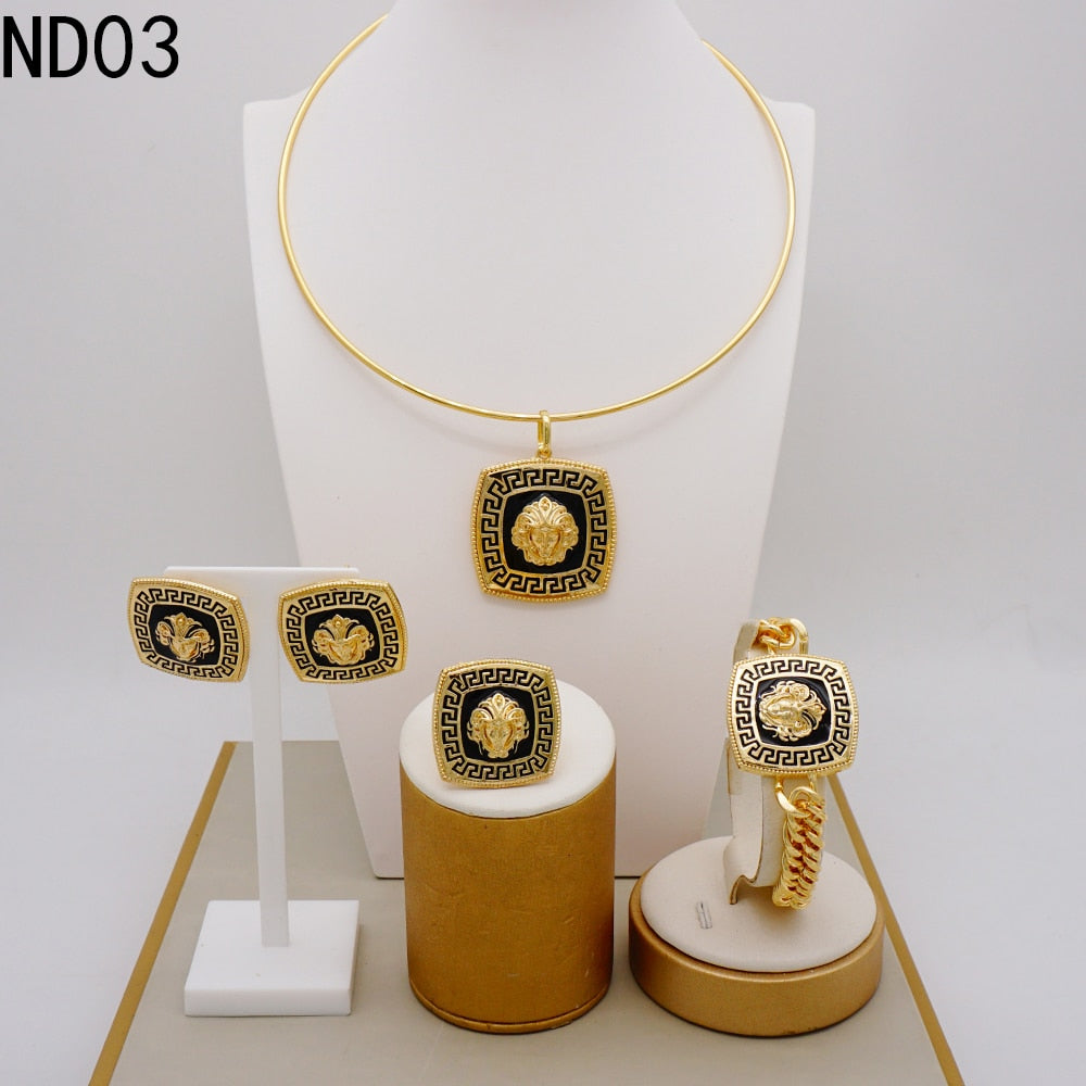 Big Jewelry Fashion High Quality Alloy Drop Oil Lion Head Gold Necklace Collar Bone Sweater Chain