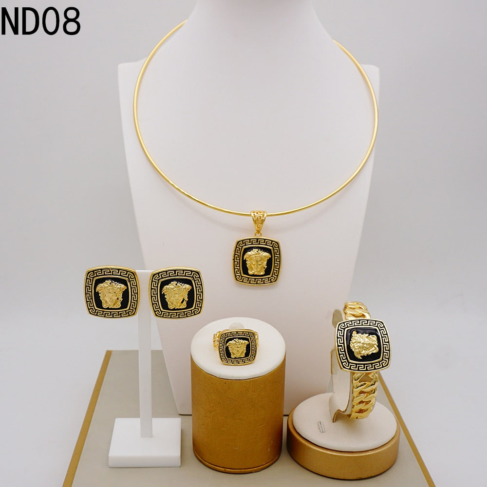 Big Jewelry Fashion High Quality Alloy Drop Oil Lion Head Gold Necklace Collar Bone Sweater Chain