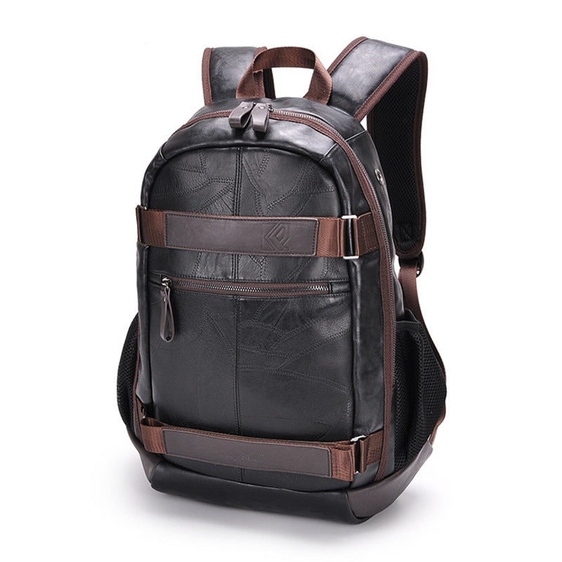 Men's Leather Backpack Male Travel Back Pack Boys Bagpack Youth School Bags for Teenage Girls Schoolbag Satchel Sac a Dos Femme