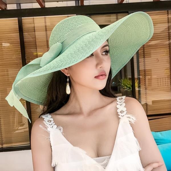 Women Summer Beach Travel Straw Hat Korean Seaside Big Hat Brim Sunblock Sunshade Holiday Foldable Fashion Big Cool Hat