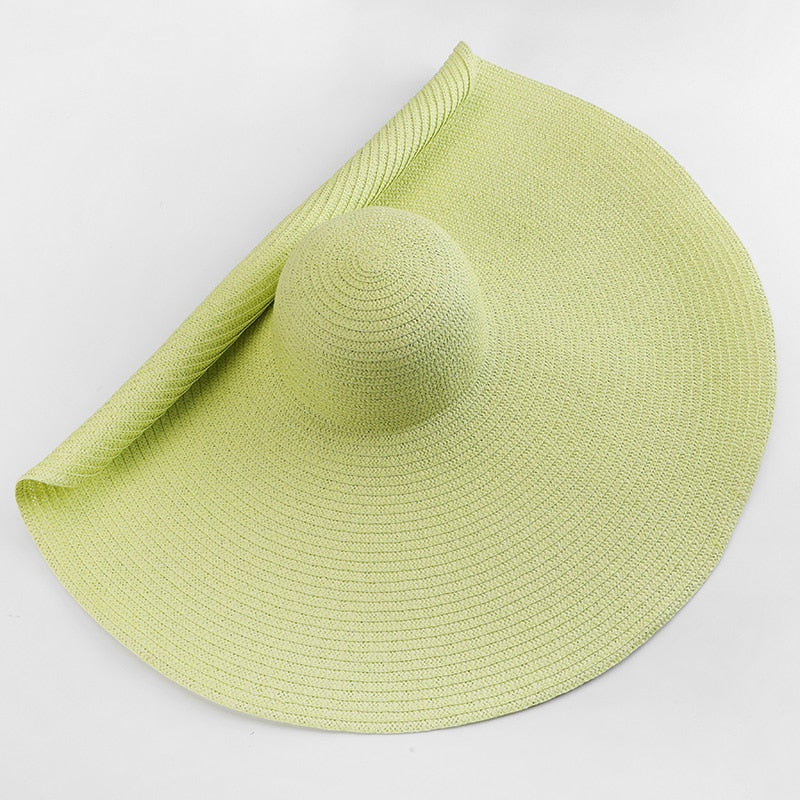 70cm Oversized  Wide Brim Sun Hat Travel  Large UV Protection Beach Straw Hats Women's Summer Floppy Foldable Chapeaux Wholesale