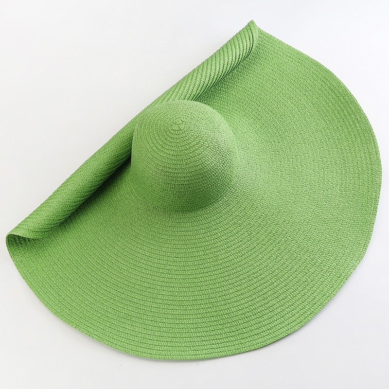 70cm Oversized  Wide Brim Sun Hat Travel  Large UV Protection Beach Straw Hats Women's Summer Floppy Foldable Chapeaux Wholesale