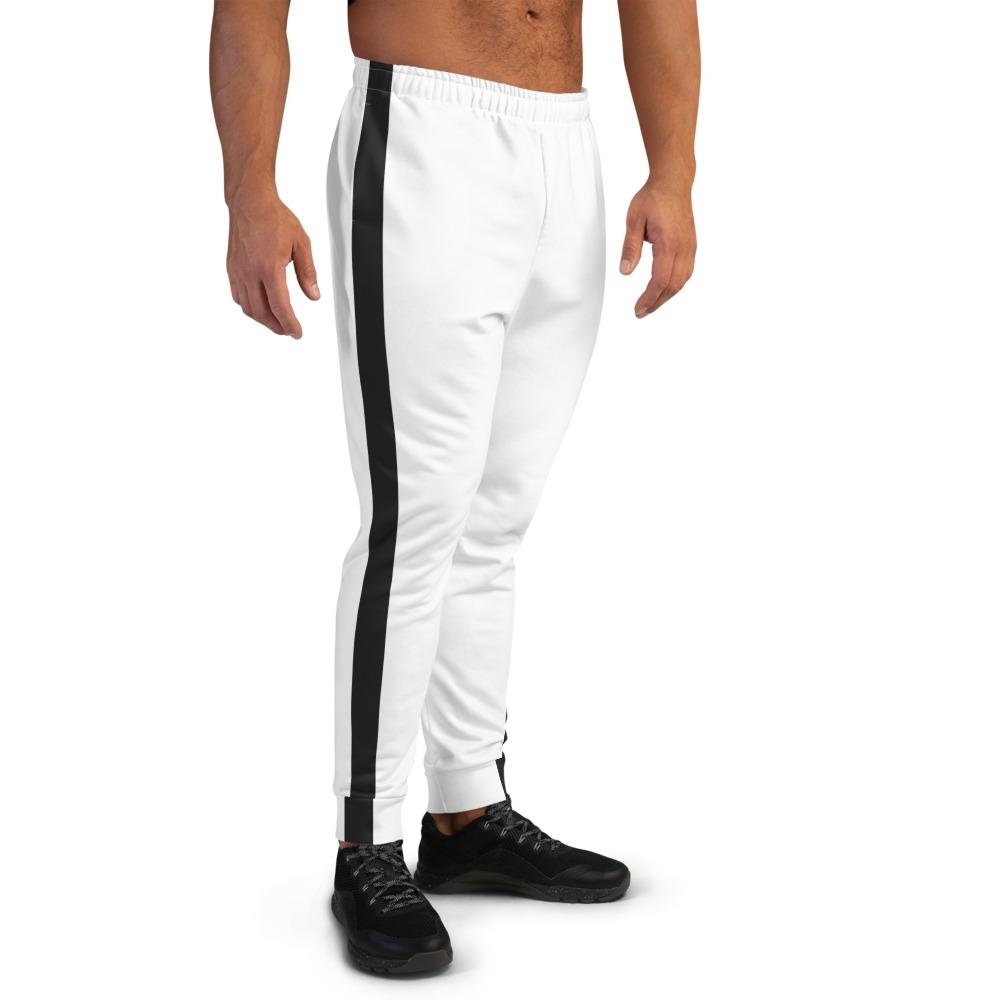 Men's Premium White Joggers with Stripe